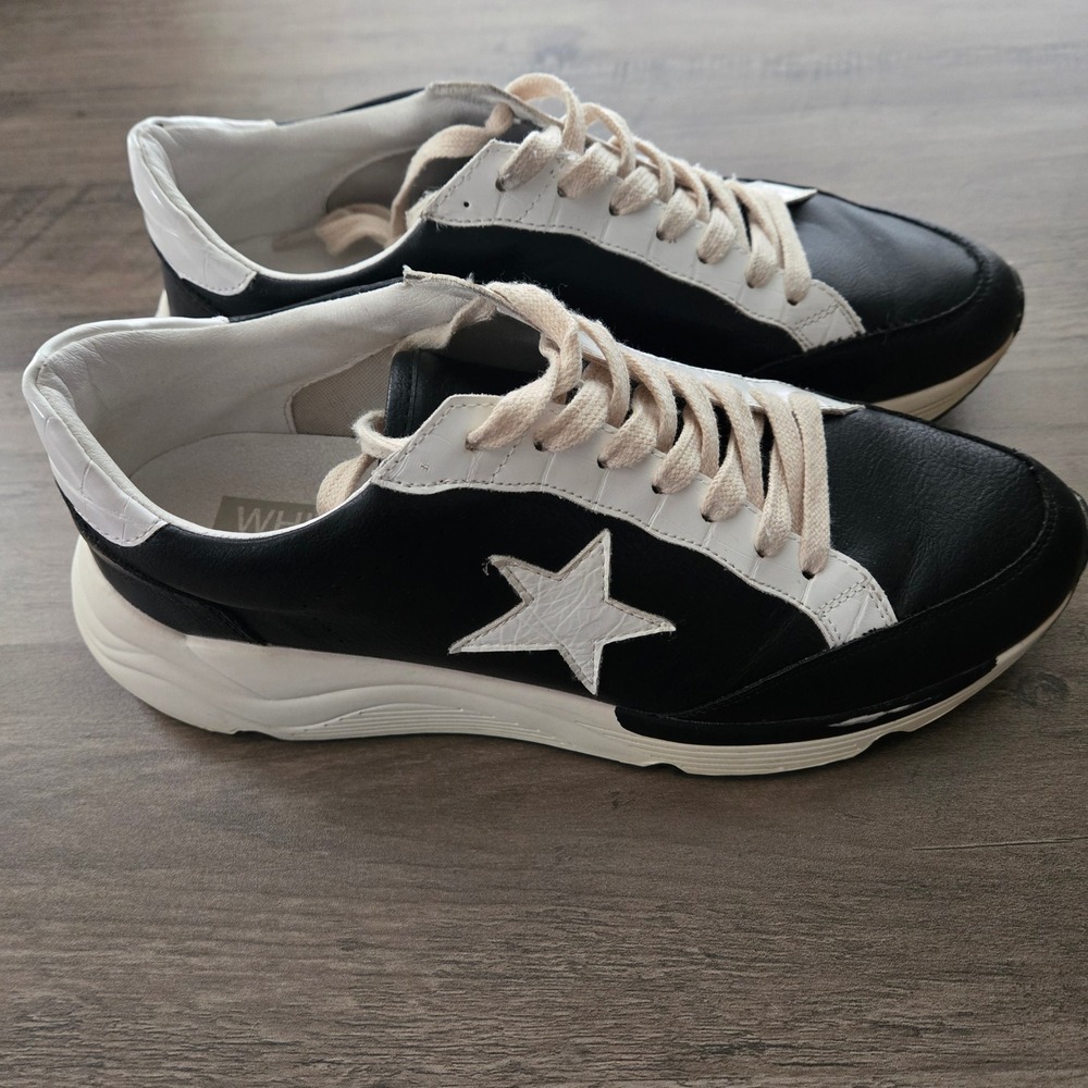 White Raven Star Sneakers Black and White Fashion Sneakers Womens